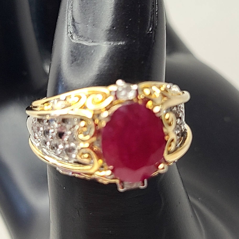 Sterling Silver Vermeil Ruby Ring - image 1